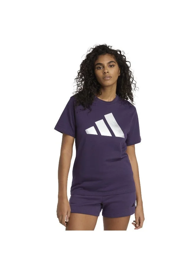 Adidas W C Hol Met T Purple Graphic Tee (Short Sleeve) T-Shirts For Women